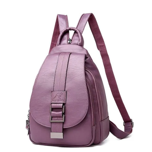 3-in-1 Women's Leather Casual Backpacks for Travel and School