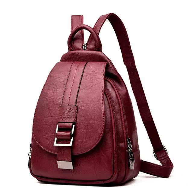 3-in-1 Women's Leather Casual Backpacks for Travel and School