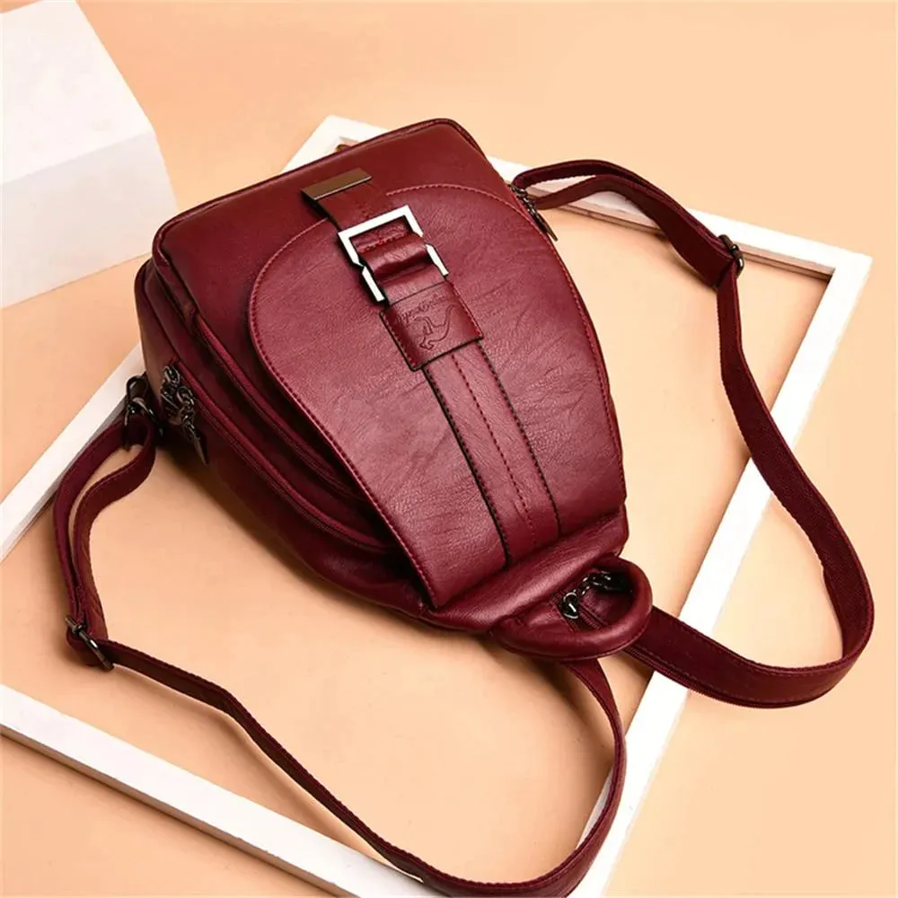 3-in-1 Women's Leather Casual Backpacks for Travel and School