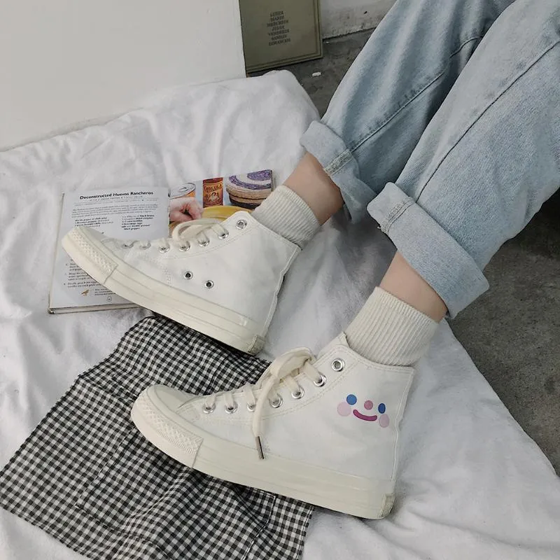 Amozae-Graduation Gift Big Sale  Sneakers Korean Spring Kawaii High-top Canvas Casual Women's Platform Sports Flat Shoes Running Vulcanize Tennis