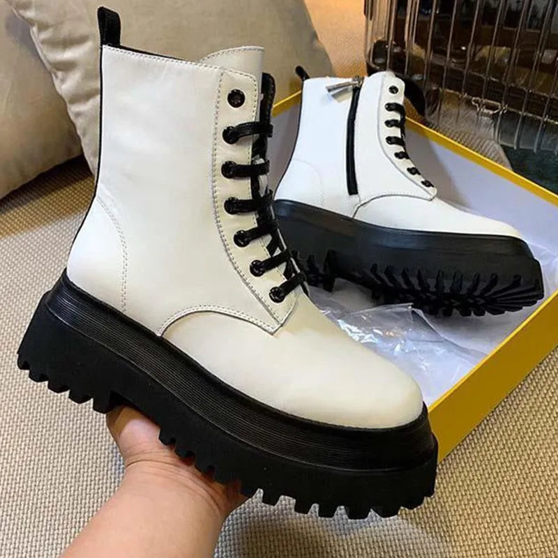 Amozae New Women Boots Zipper No Slip Fashion  Mid Calf Boots Woman Casual Sports Shoes Female Winter Platform Heel Ladies Shoes