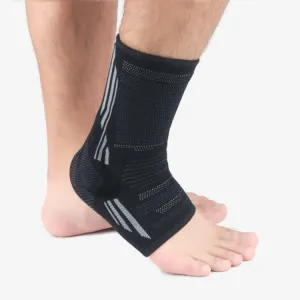 Anti-Sprain Silicone Ankle Support Basketball Football Hiking Fitness Sports Protective Gear, Size: L (Black Gray)