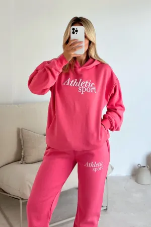 Athletic Sport pink lemonade embroidered hoodie joggers premium loungewear