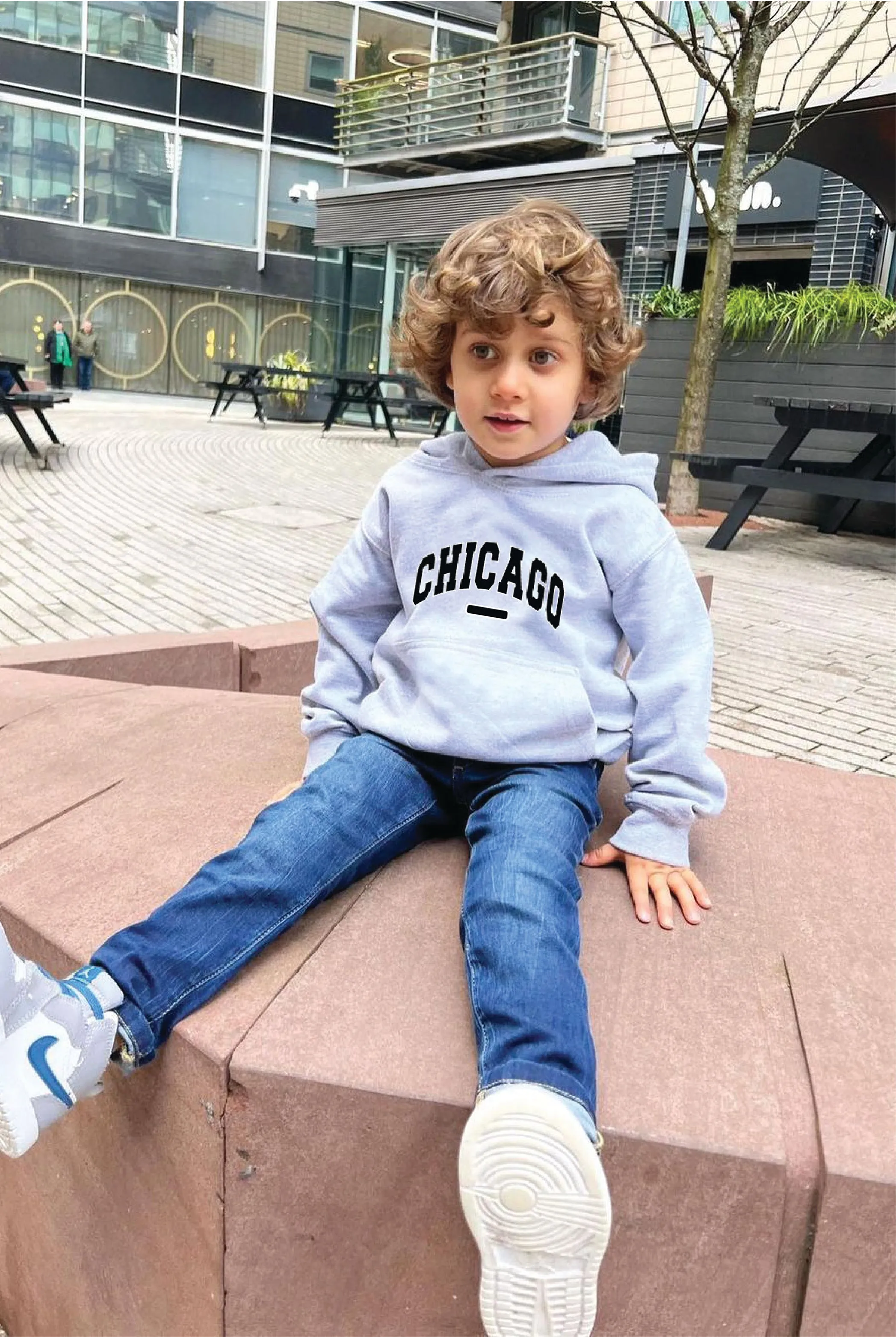 Baby Grey Chicago embroidered Hoodie