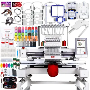 BAi VISION 15 Needle Embroidery Machine with Deluxe Mighty Hoop Bundle