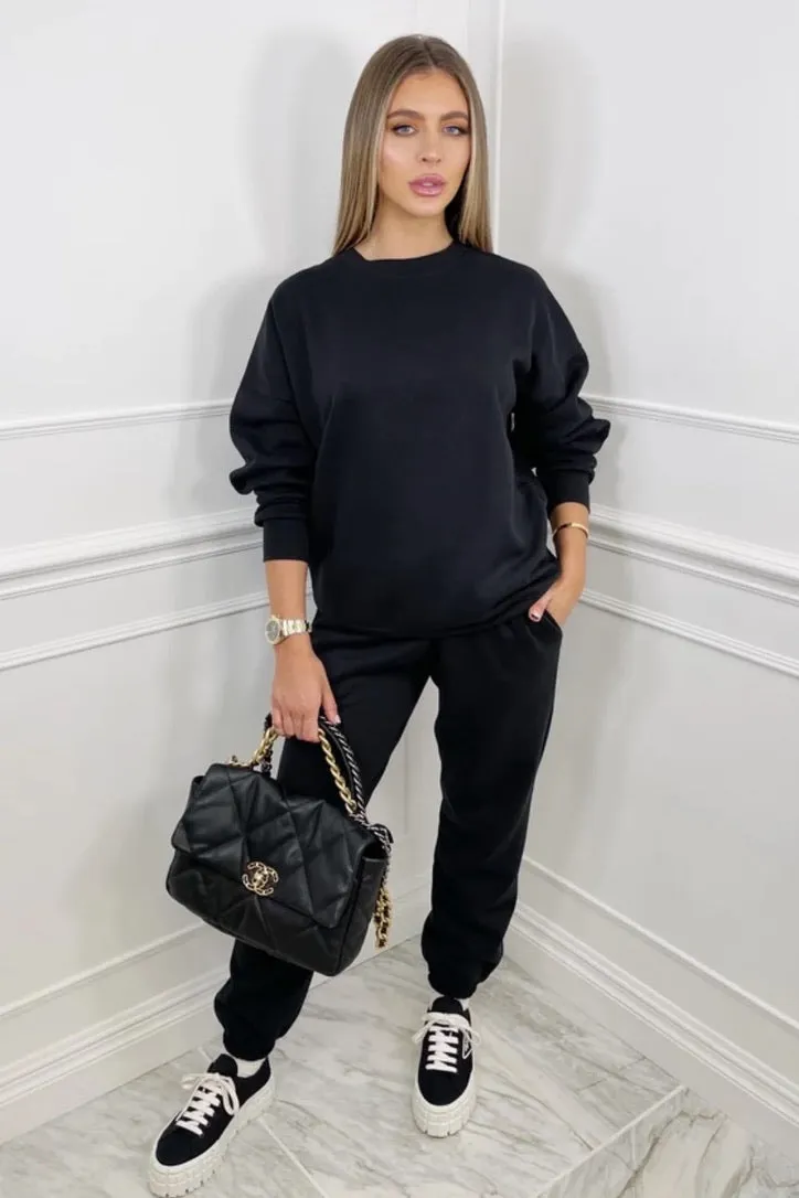 Basic black sweater essential loungewear set