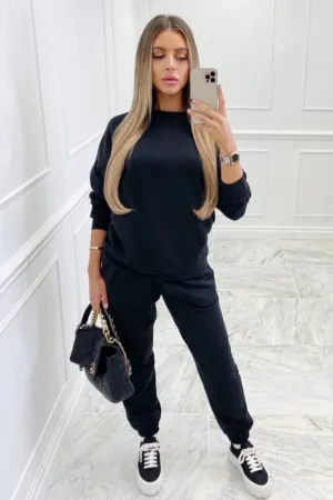 Basic black sweater essential loungewear set