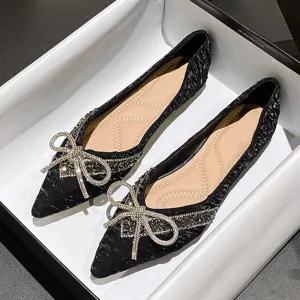 Beads Bow-Knot Ballet Flats