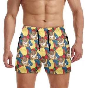 Beauty And The Beast Dancing Beauty Men's Quick Dry Athletic Shorts