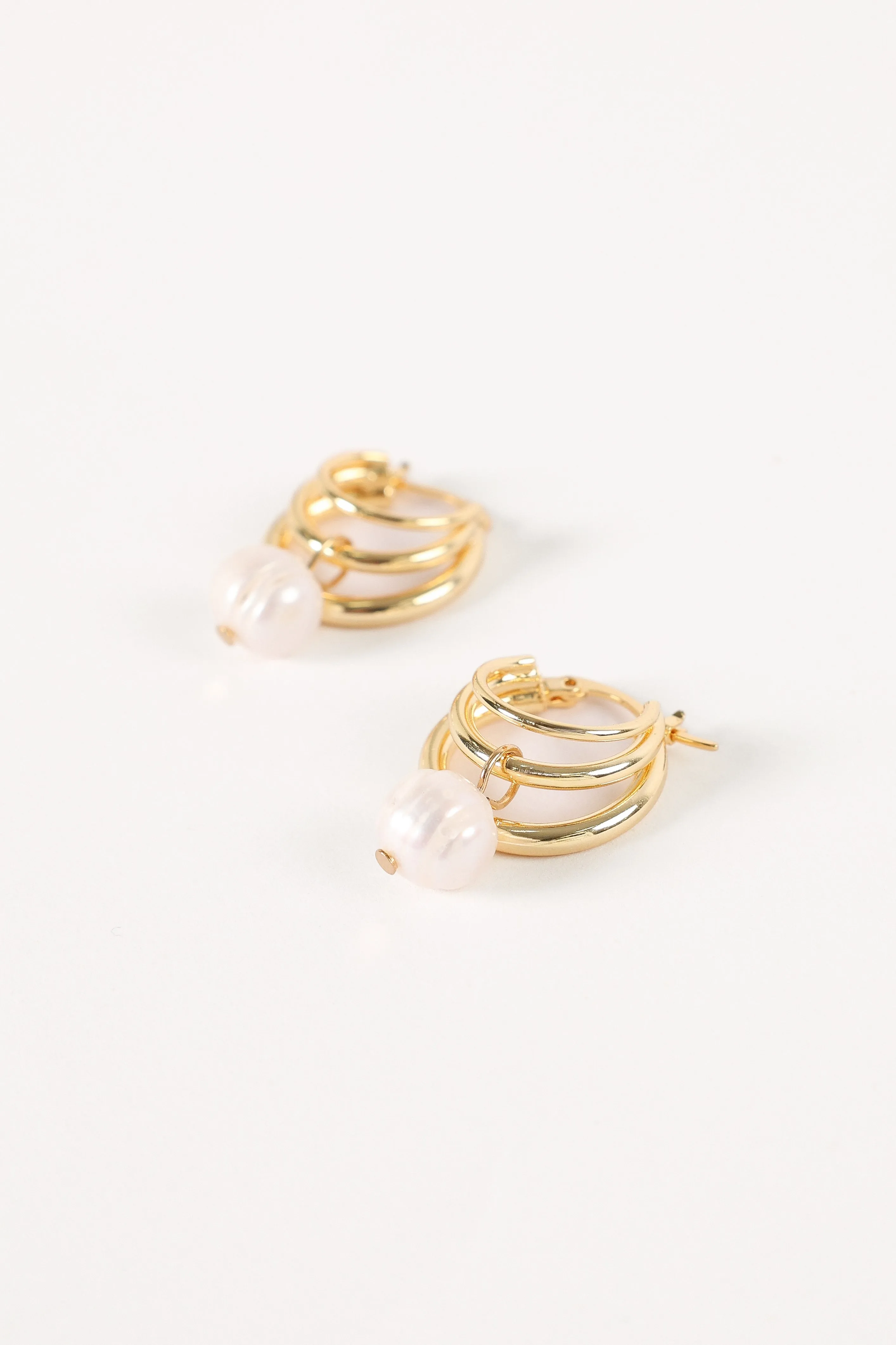 Bernyce Hoop Pear Earrings - Gold