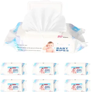 Best Baby Wipes Water Wipes Soft Cleaning Wipes Natural Wet Wipes, 6 Packs, 480 Wipes