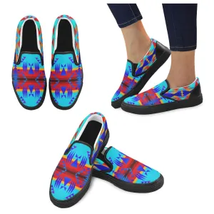 Between the Mountains Blue Men's Unusual Slip-on Canvas Shoes