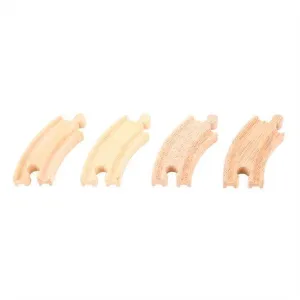 Big Jigs Wooden Train Set Accessories – 4 x Short Curves Track