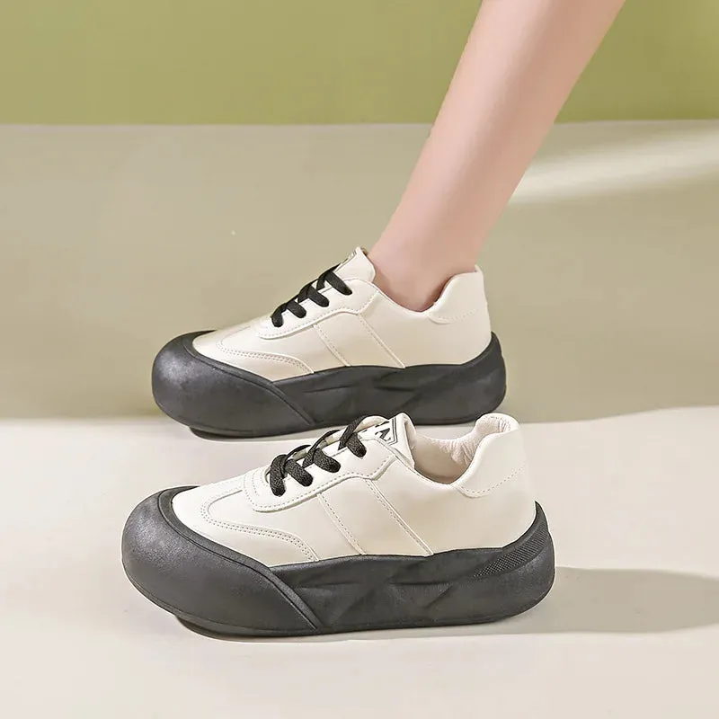 binfenxie  -  Korean Big Head Fashion Casual Women's Vulcanize Shoes Spring Autumn New Designer Platform Increase Sports Shoes Female