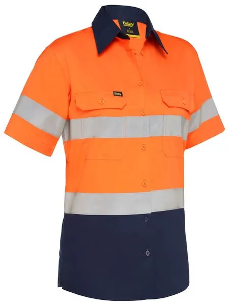 Bisley Women 's Taped Hi Vis Cool Lightweight Drill Shirt (BL1896)