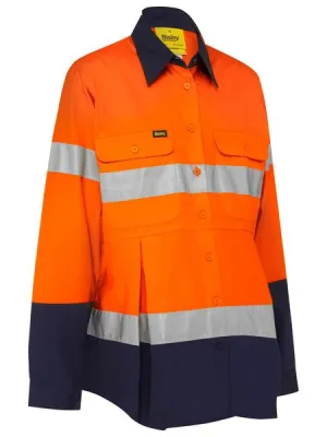 Bisley Women's Taped Hi Vis Maternity Drill Shirt (BLM6456T)