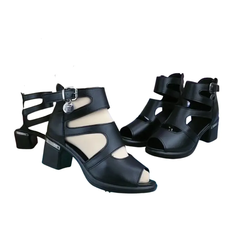 Black Block Heel Sandals