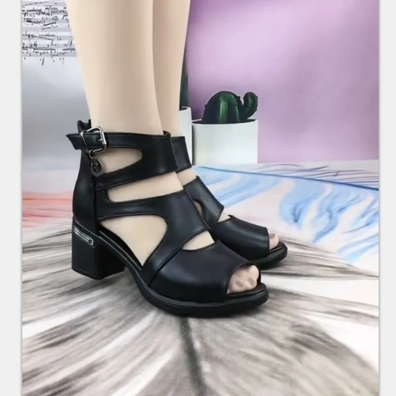 Black Block Heel Sandals