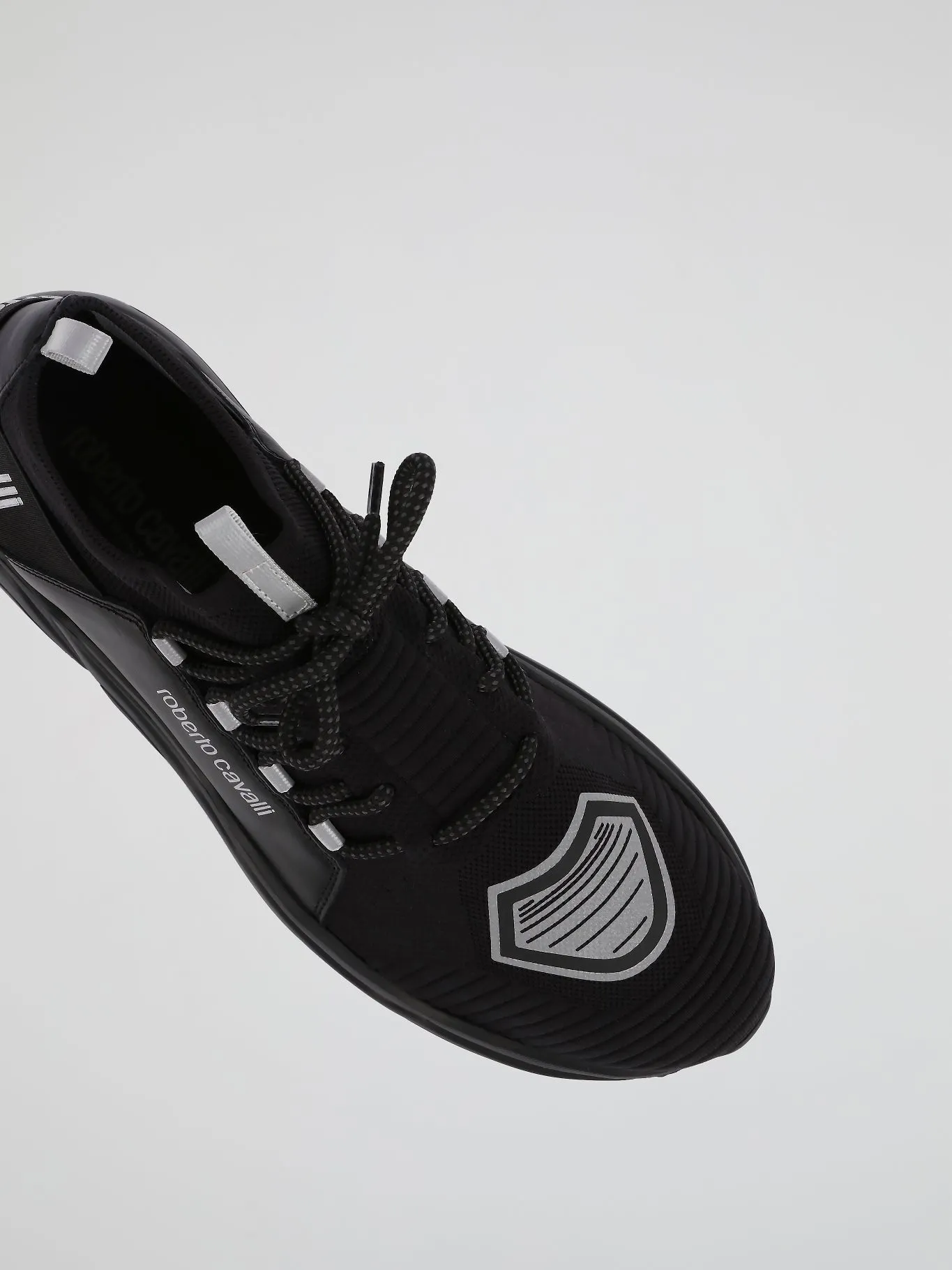 Black Contrast Logo Strap Runner Sneakers