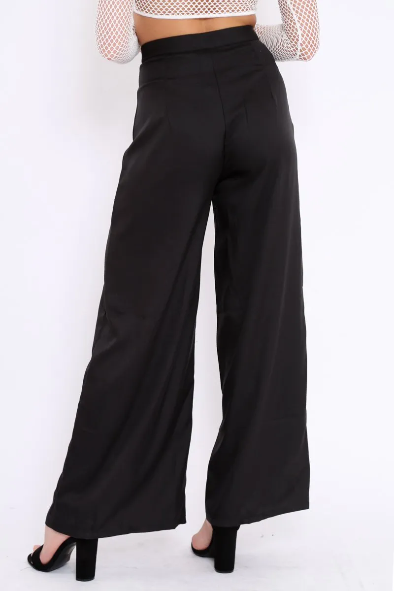 Black High Waist White Strip Trousers - Berdie