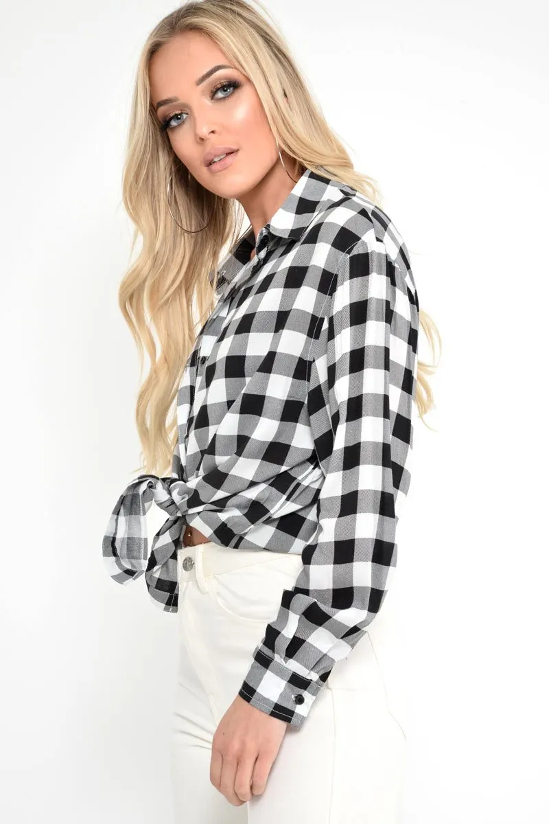 Black White Check Longline Shirt - Jaynie