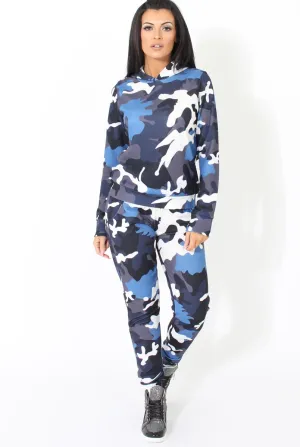 Blue Camouflage Two Piece Loungewear Set - Alice