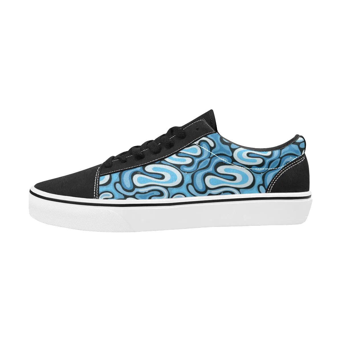 Blue Graffiti Lace-Up Suede/Canvas