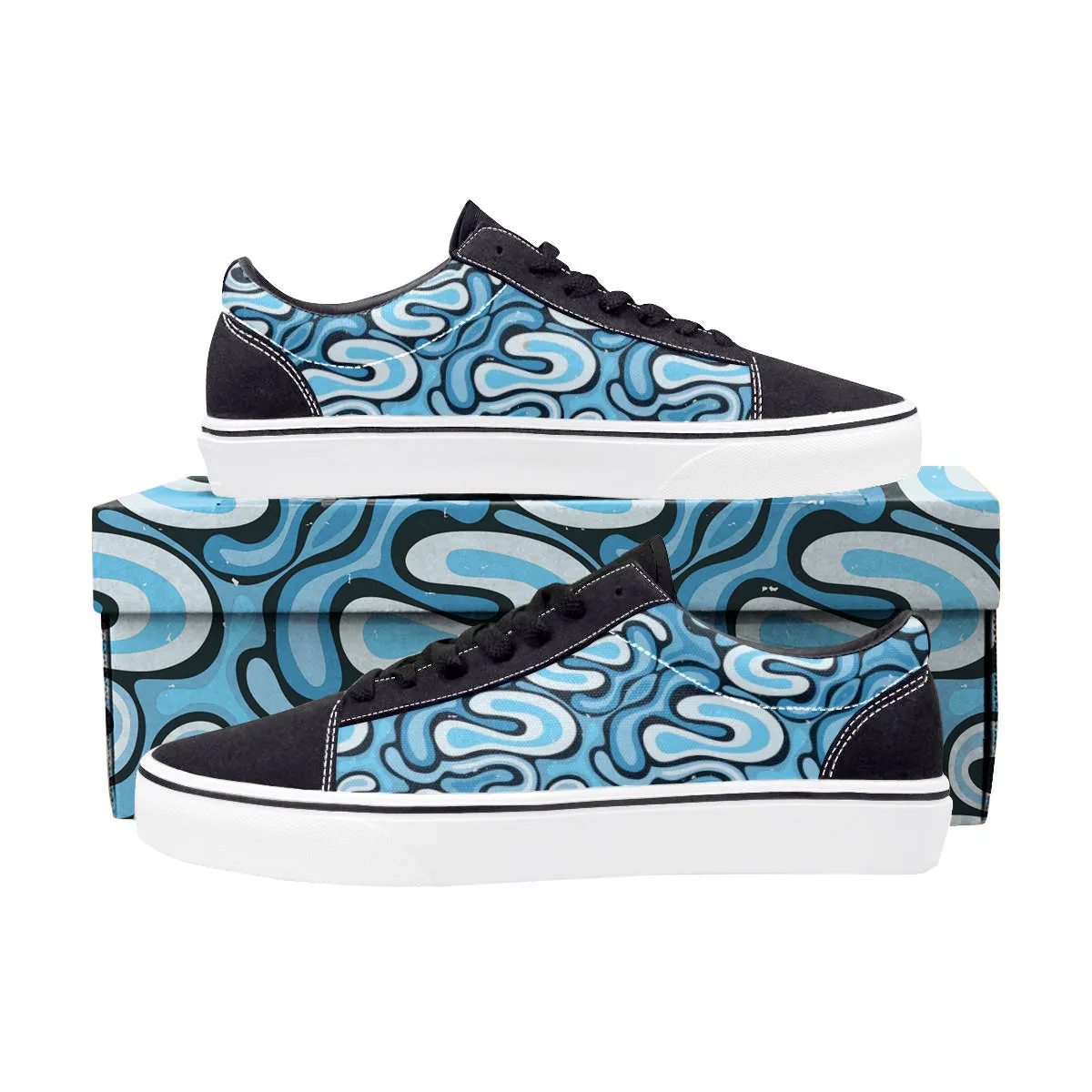 Blue Graffiti Lace-Up Suede/Canvas