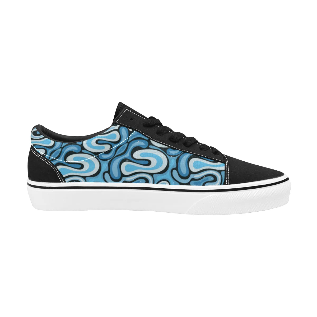 Blue Graffiti Lace-Up Suede/Canvas