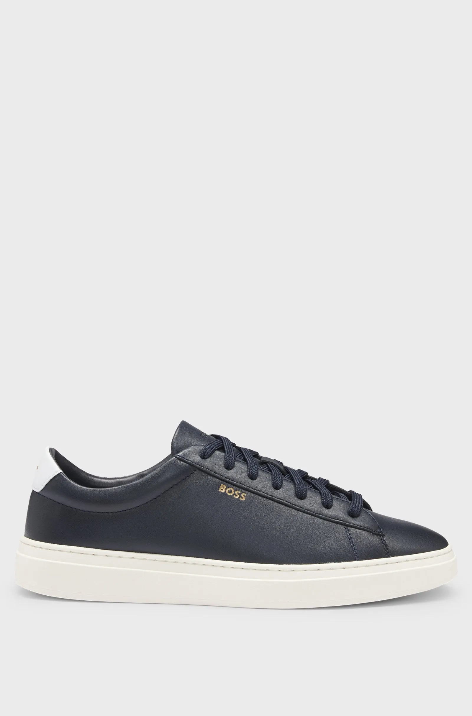 BOSS - KIERAN Navy Blue Lace-up Polished Leather Trainers 50536480 410