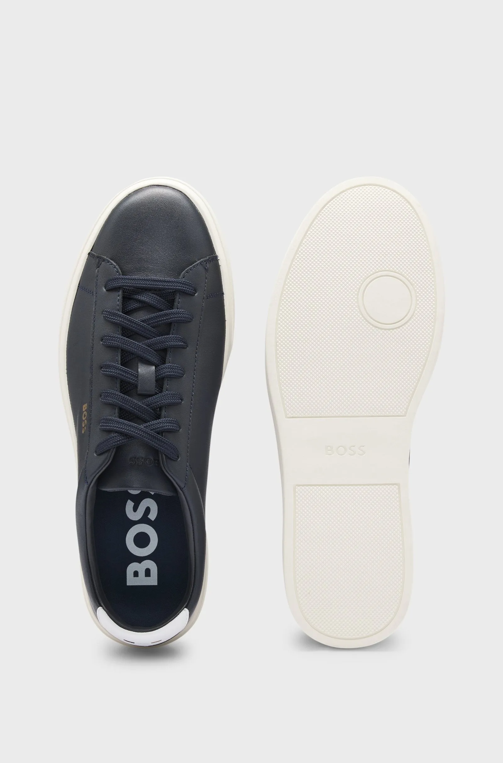 BOSS - KIERAN Navy Blue Lace-up Polished Leather Trainers 50536480 410