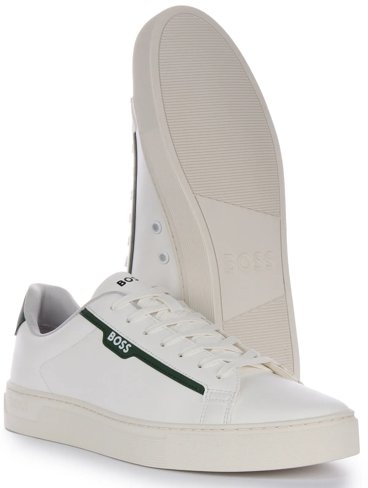 Boss Rhys Tennis Pusdt In White Green For Men