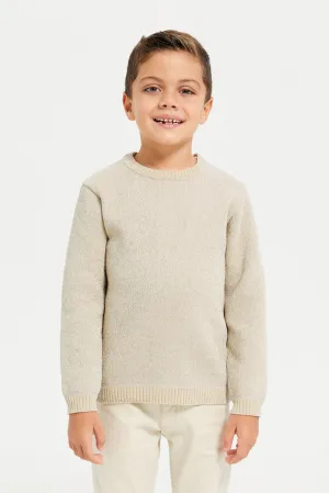 Boys Beige Knitted Pullover