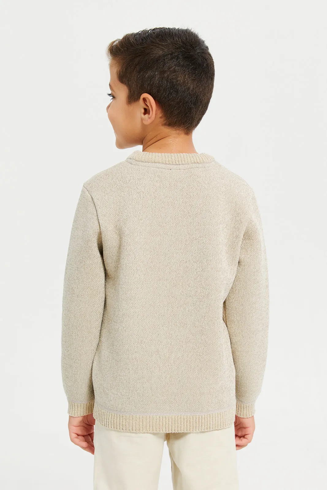 Boys Beige Knitted Pullover