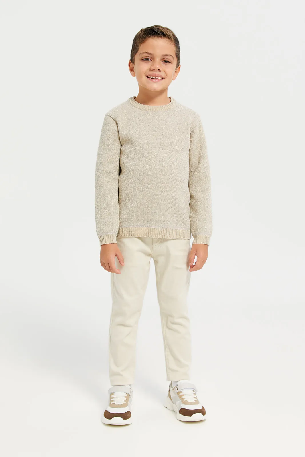 Boys Beige Knitted Pullover