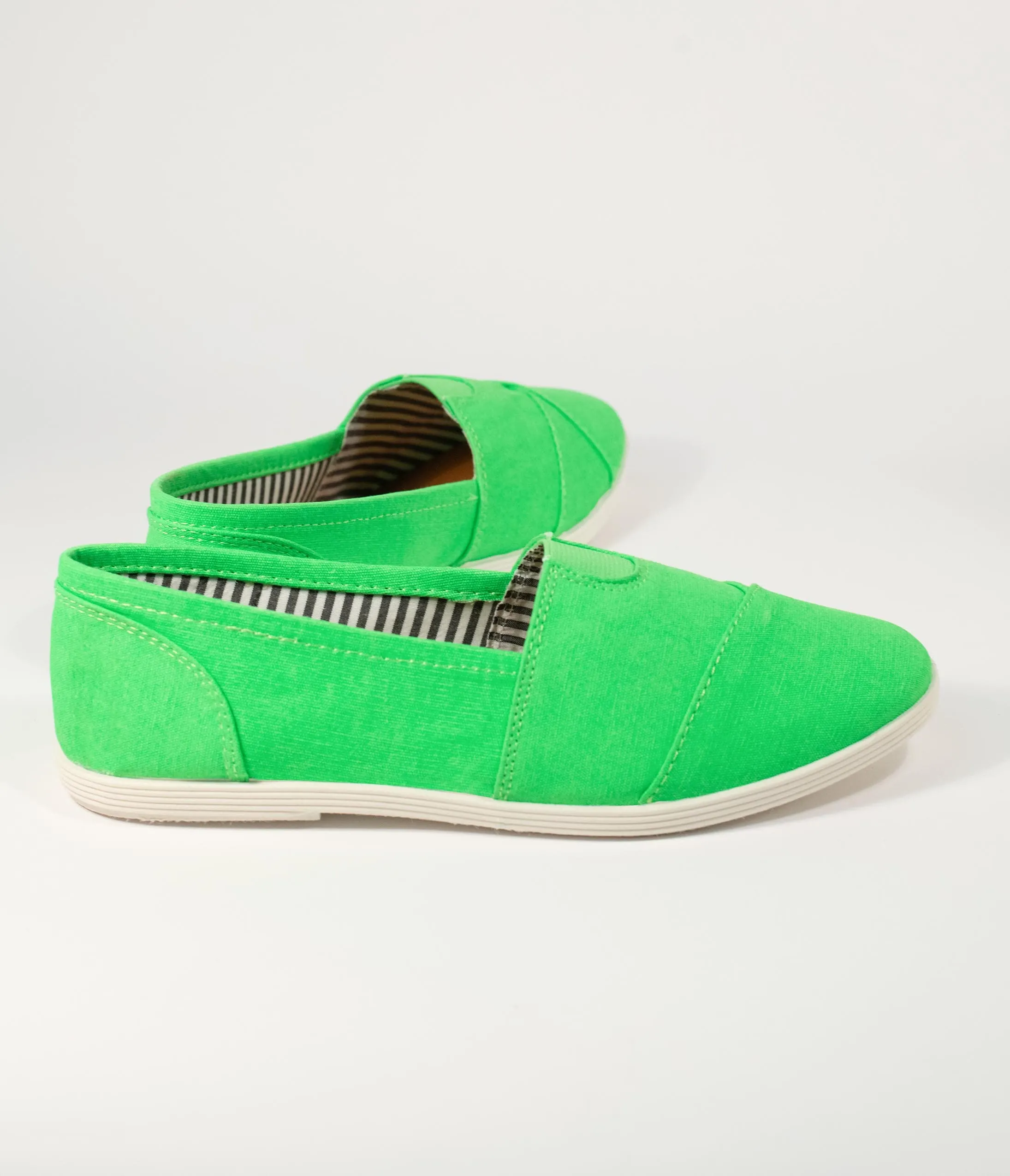 Bright Green Canvas Casual Loafer Flats