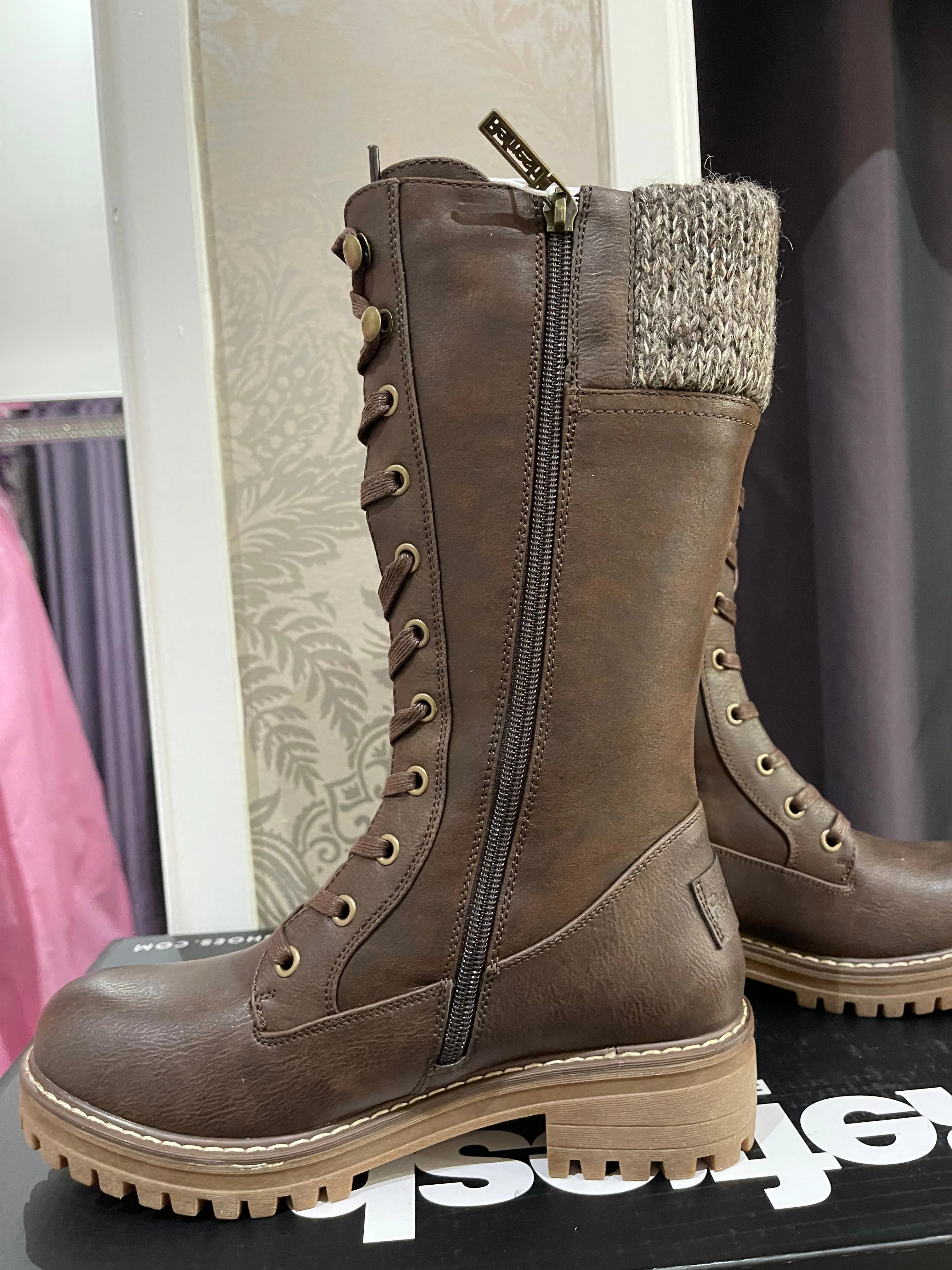 Brown long boots by Refresh