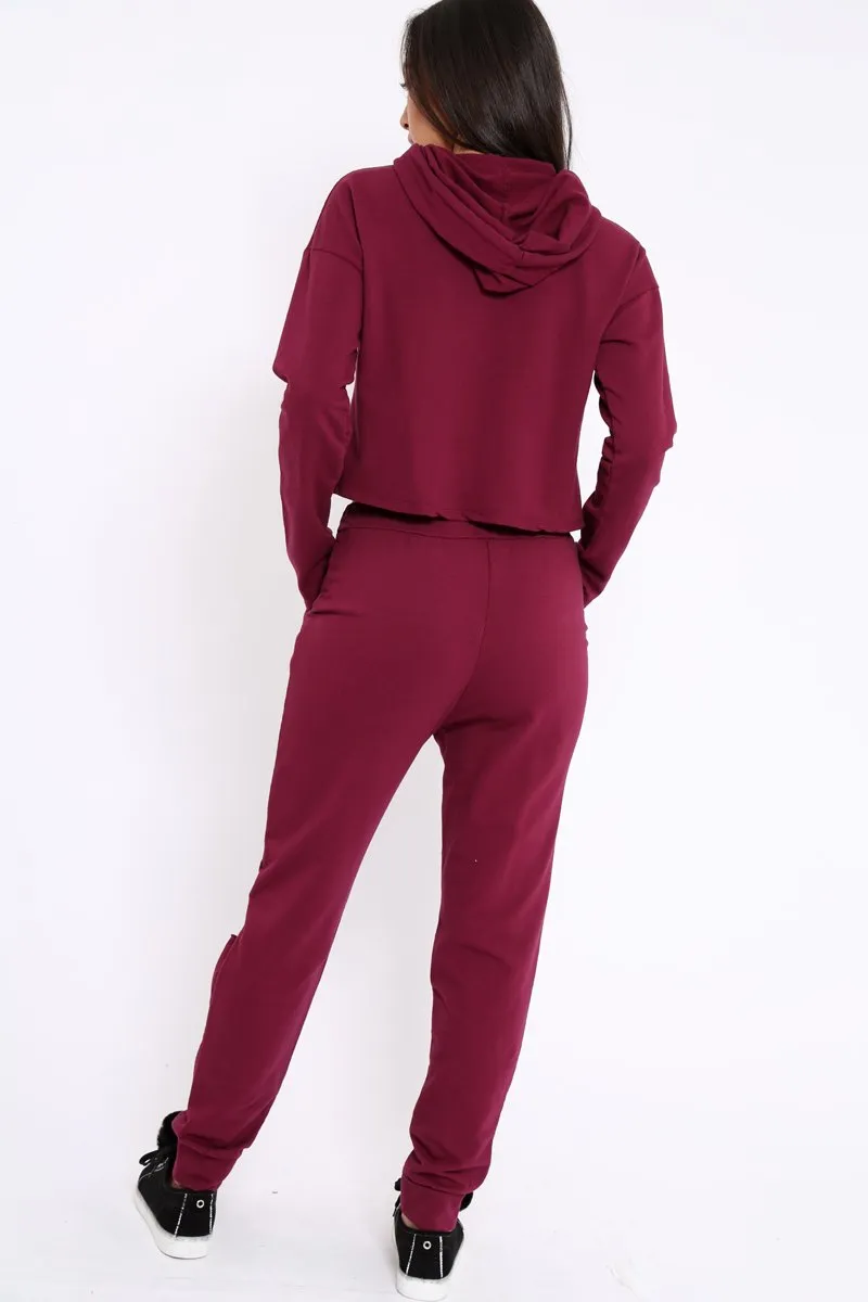 Burgundy Ripped Loungewear Set - Natalia