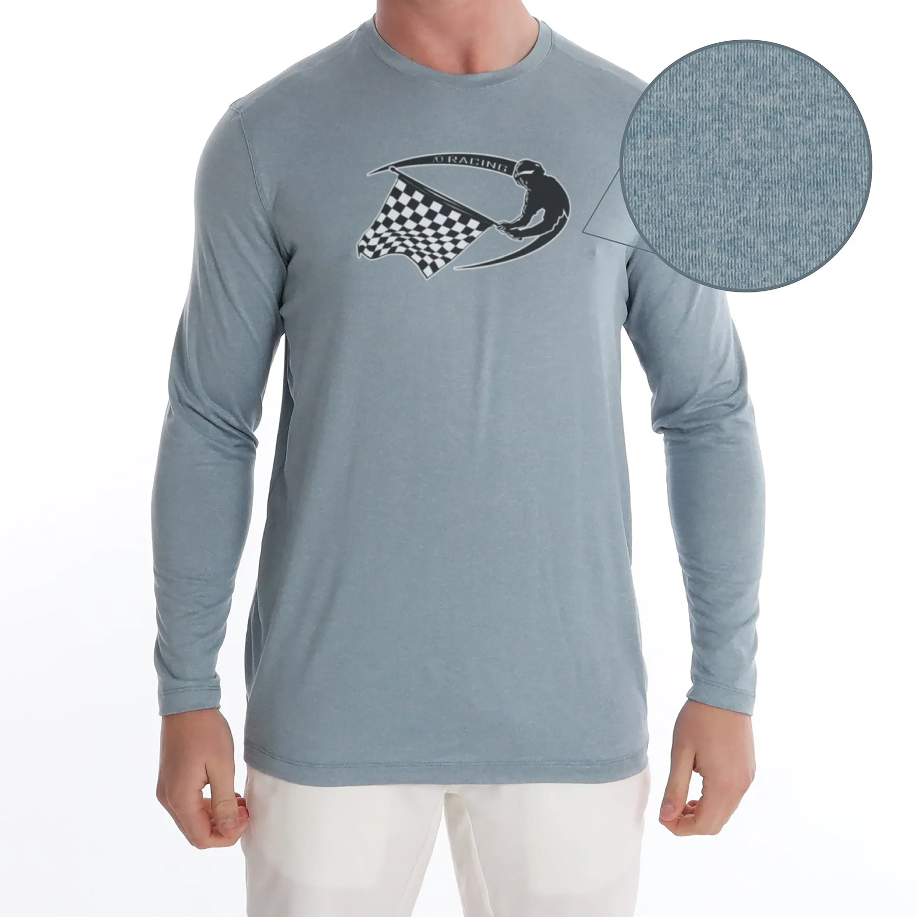 Butter T LS AO Racing - Blue Fog Heather