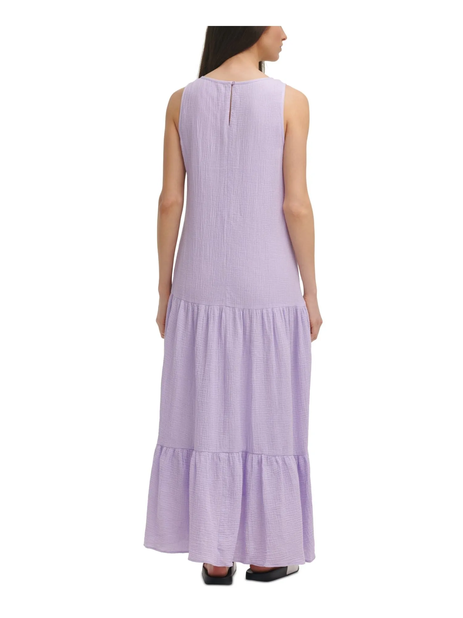 CALVIN KLEIN Womens Purple Sleeveless Scoop Neck Shift Dress