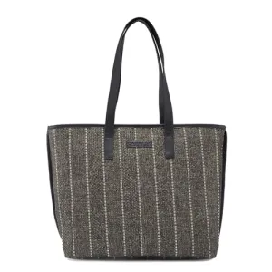 Caprese Evana Tote Medium Brown Poly Canvas Striped