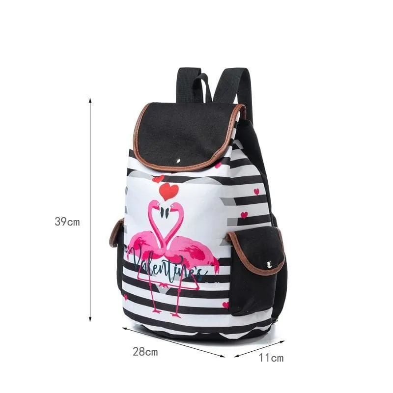 Cartoon Unicorn Printed School Backpack for Teenager with Drawstring