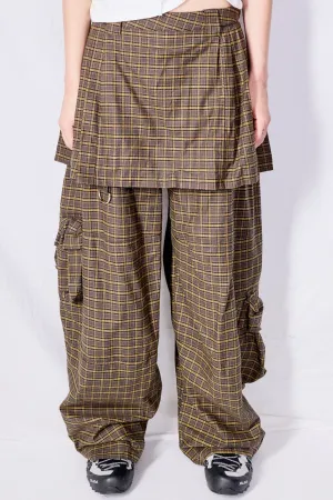 Charcoal Plaid Lawn Skirt Cargo Pant