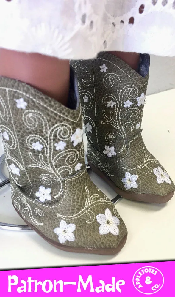 Chelsea Cowboy Boots ITH Embroidery Patterns for 18" Dolls