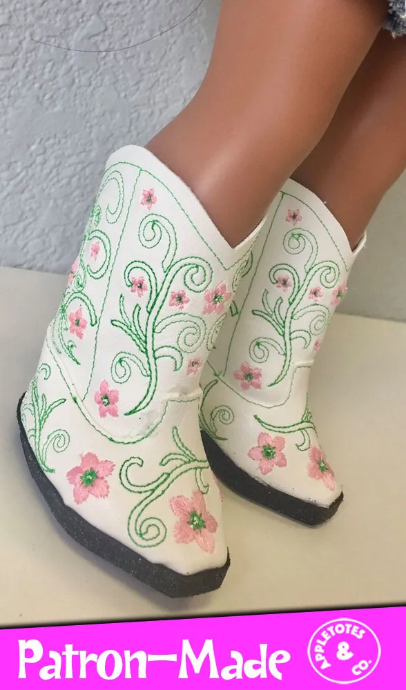 Chelsea Cowboy Boots ITH Embroidery Patterns for 18" Dolls