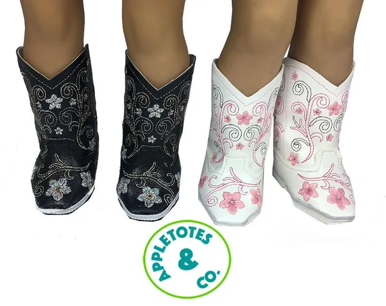 Chelsea Cowboy Boots ITH Embroidery Patterns for 18" Dolls