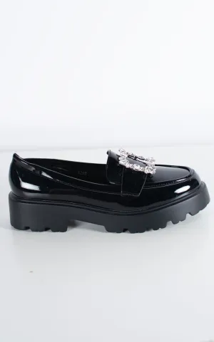 Chunky Loafer | Embellished Buckle | Black