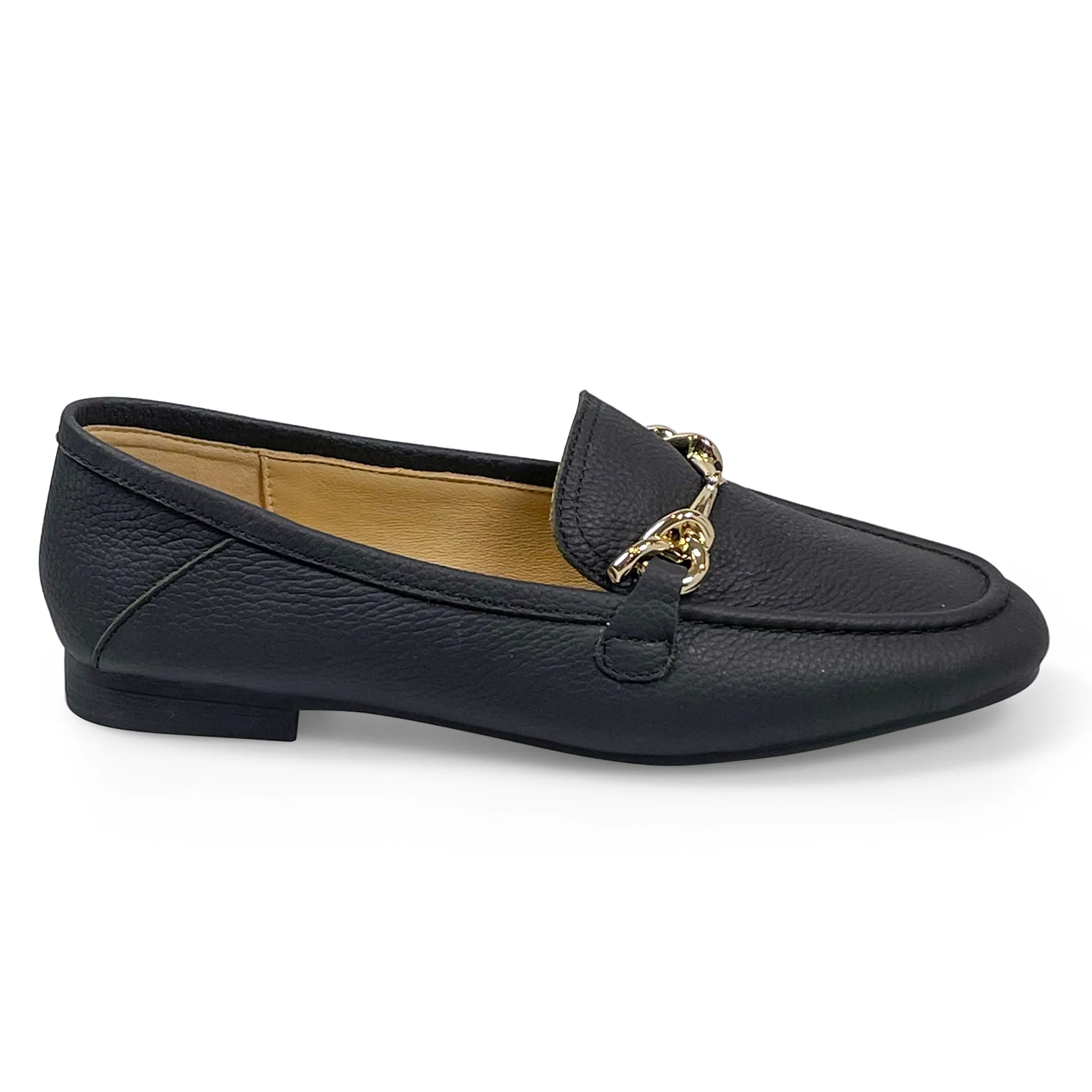 Classic Italian leather loafers with buckle