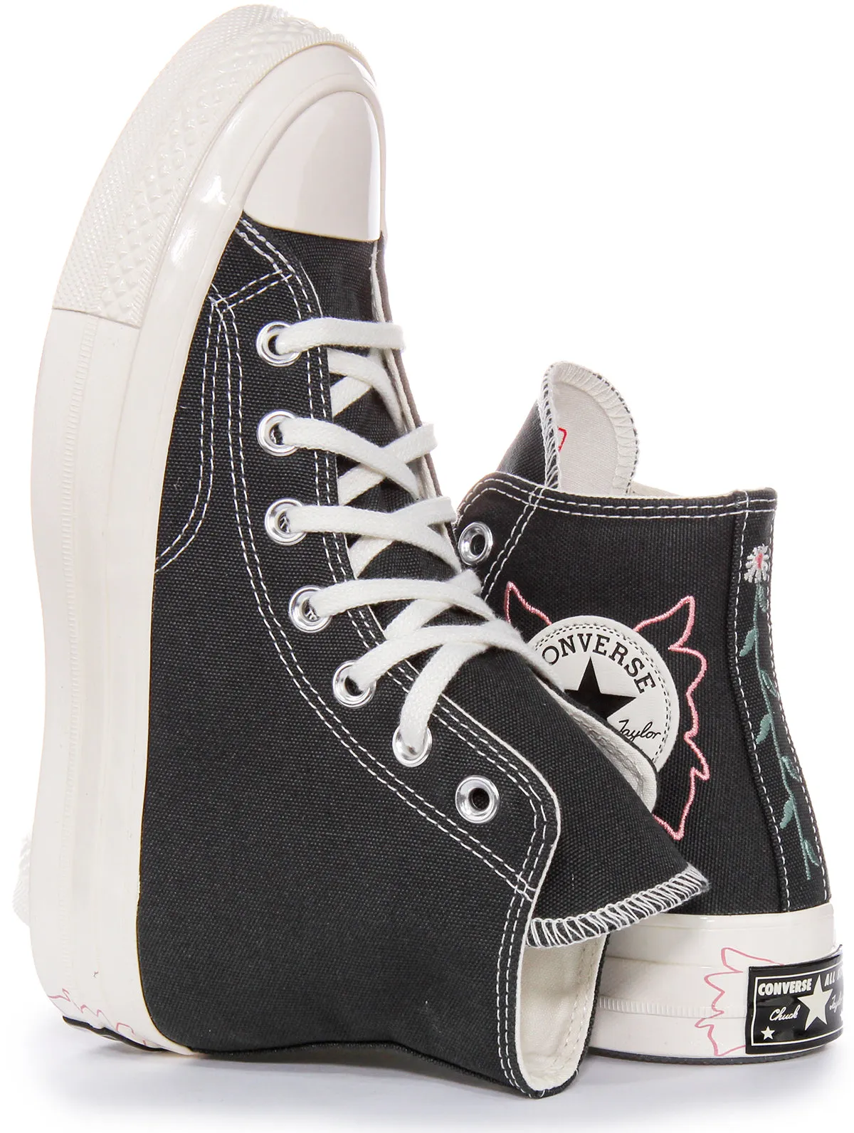 Converse Chuck 70s Hi A07108C In Black White Flower