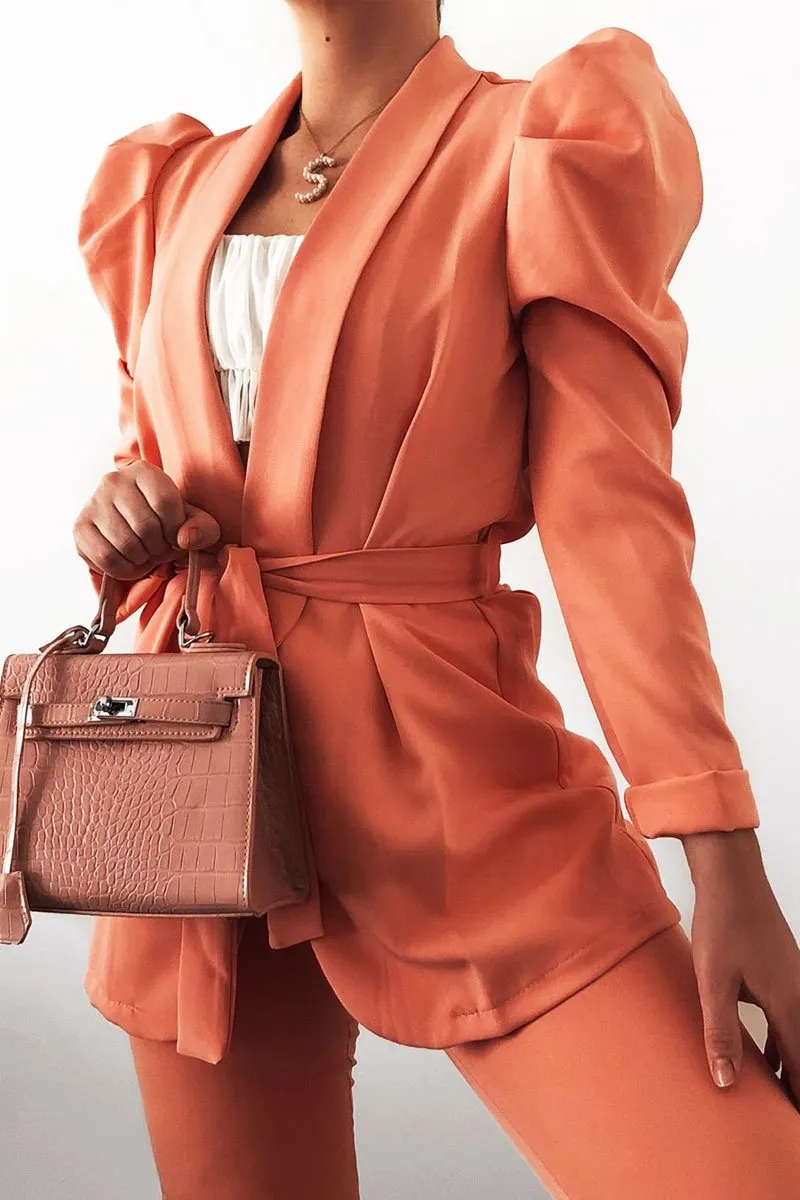 Coral Tie Blazer and Trouser Suit Co-ord - Rubie